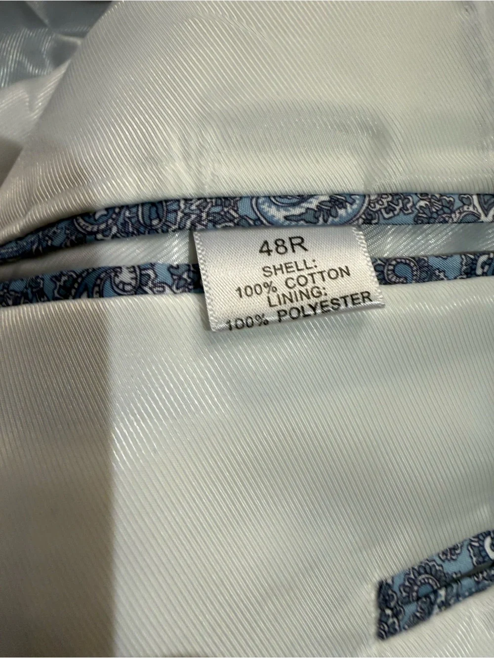 Saddlebred Men’s 48R Striped Seersucker Blazer - Light Blue & White